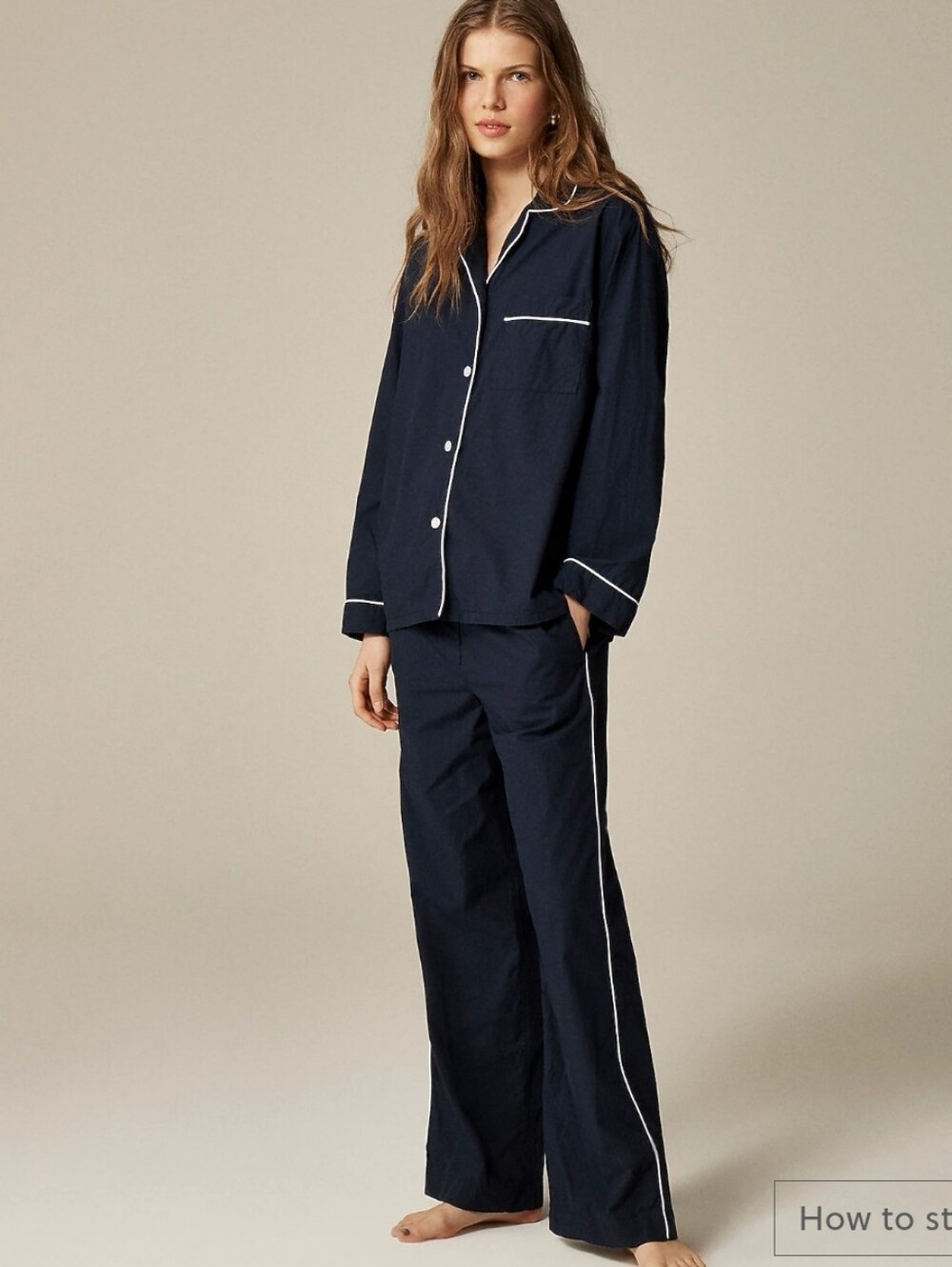 J. Crew Classic Pajama Set in End-on-end Cotton - Navy